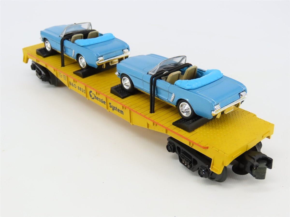 O Gauge 3-Rail MTH Rail King 30-76120 B&amp;O Chessie Flat Car w/ 1964 Mustang Cars