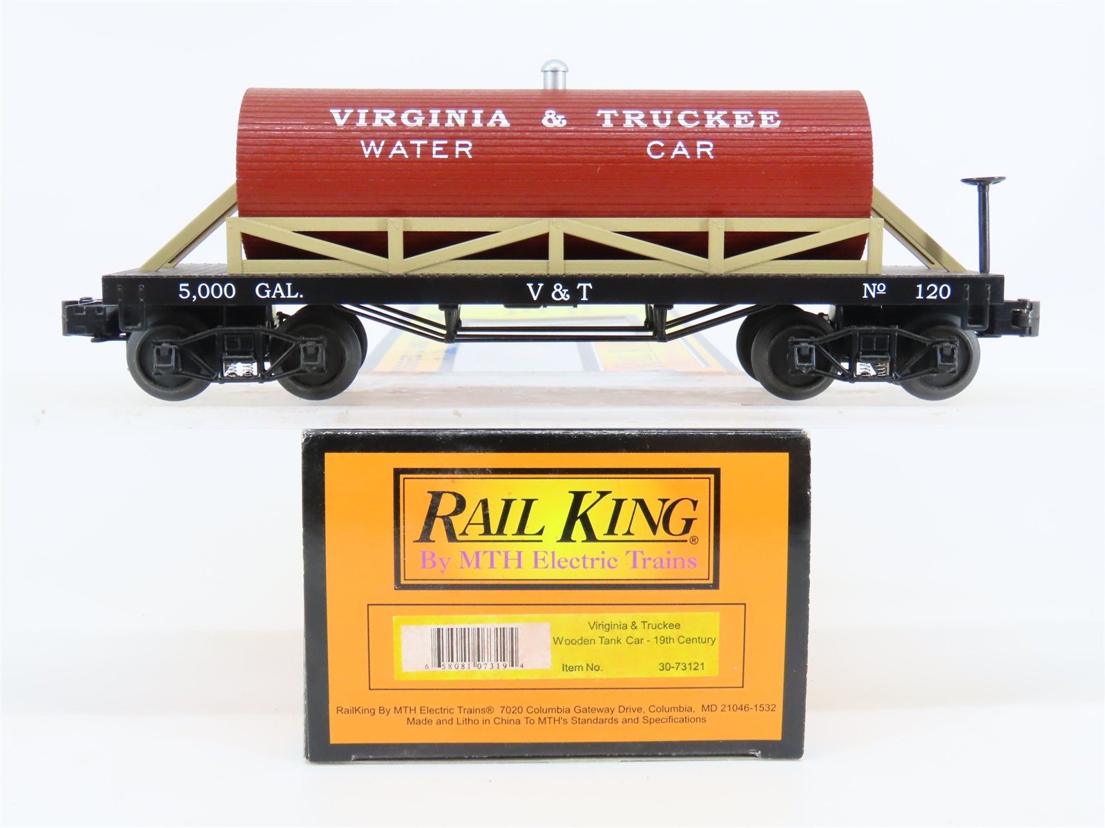 O Gauge 3-Rail MTH Rail King 30-73121 V&T Virginia & Truckee Water Car #120
