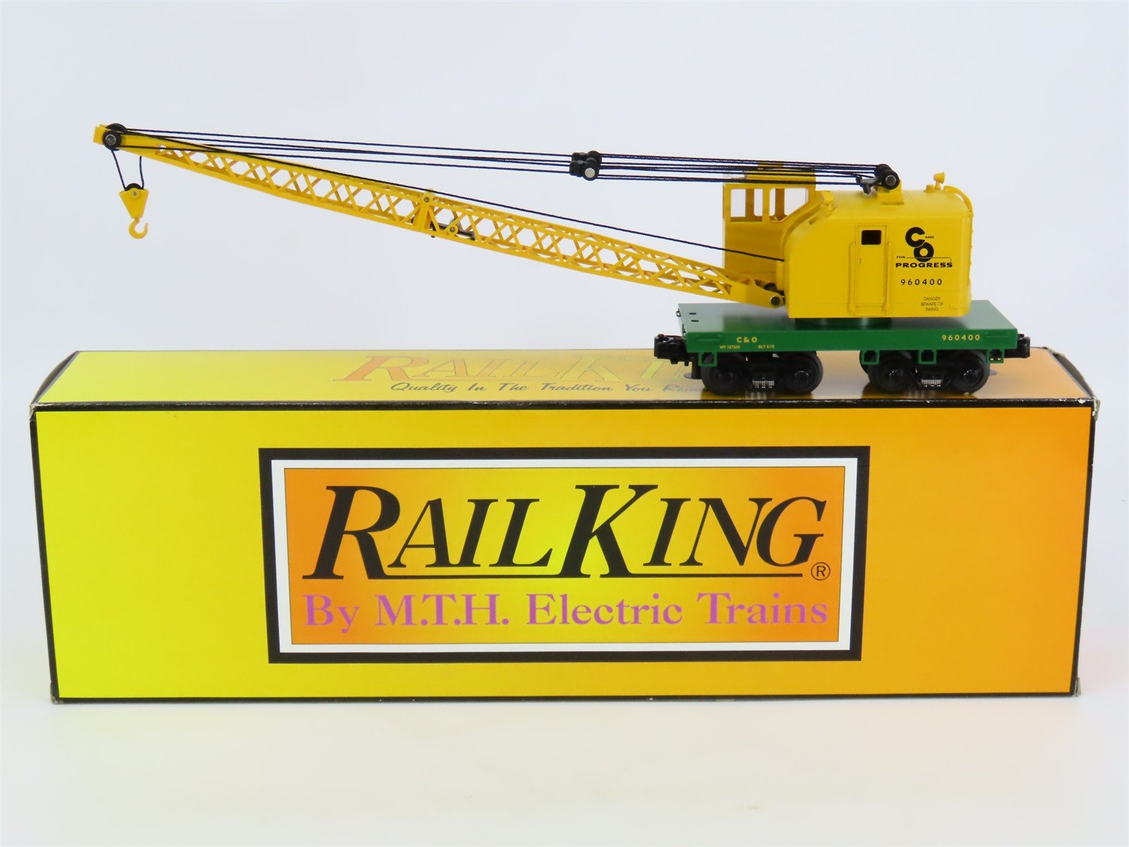 O Gauge 3-Rail MTH Rail King 30-79031 C&O Chesapeake & Ohio Crane Car #960400
