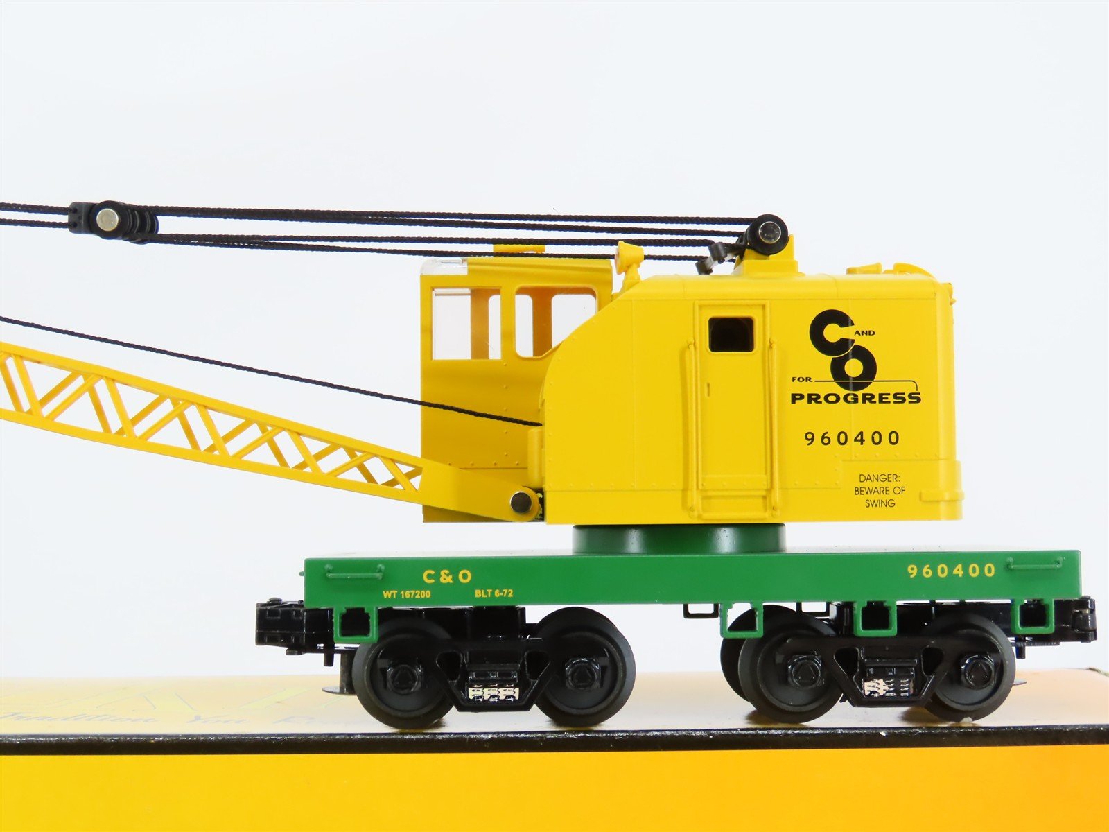 O Gauge 3-Rail MTH Rail King 30-79031 C&O Chesapeake & Ohio Crane Car #960400