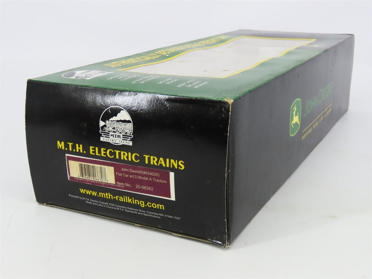 O Gauge 3-Rail MTH 20-98362 John Deere Flat Car #1936 W/ 3 Model A Tractors