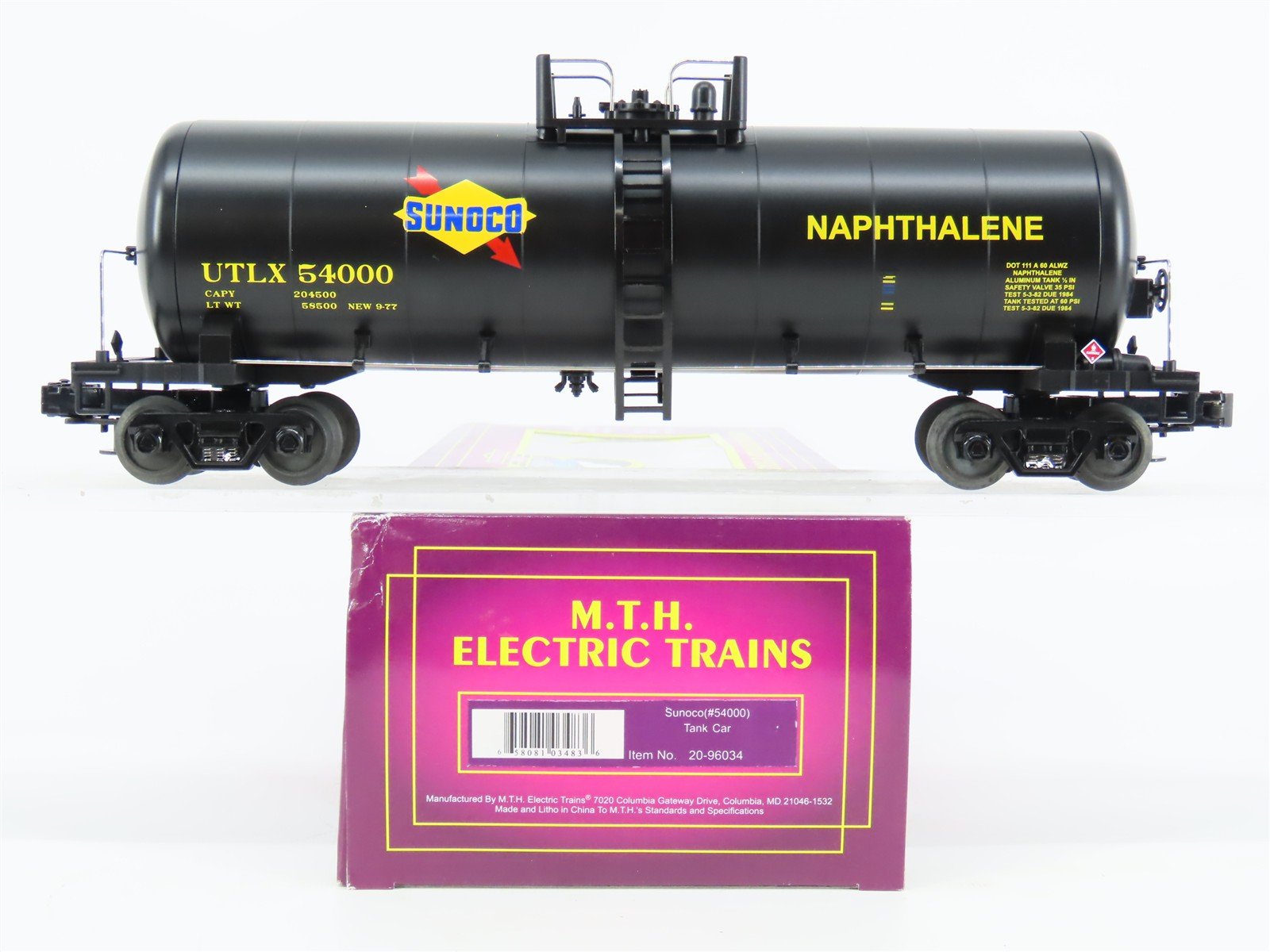 O Gauge 3-Rail MTH #20-96034 UTLX Sunoco Tank Car #54000