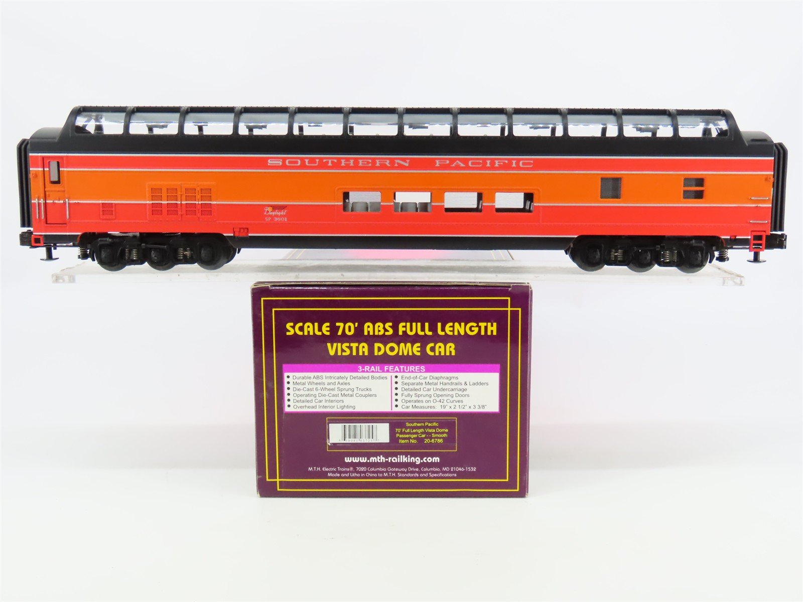O Gauge 3-Rail MTH Rail King 20-6786 SP Daylight Vista Dome Passenger #3601