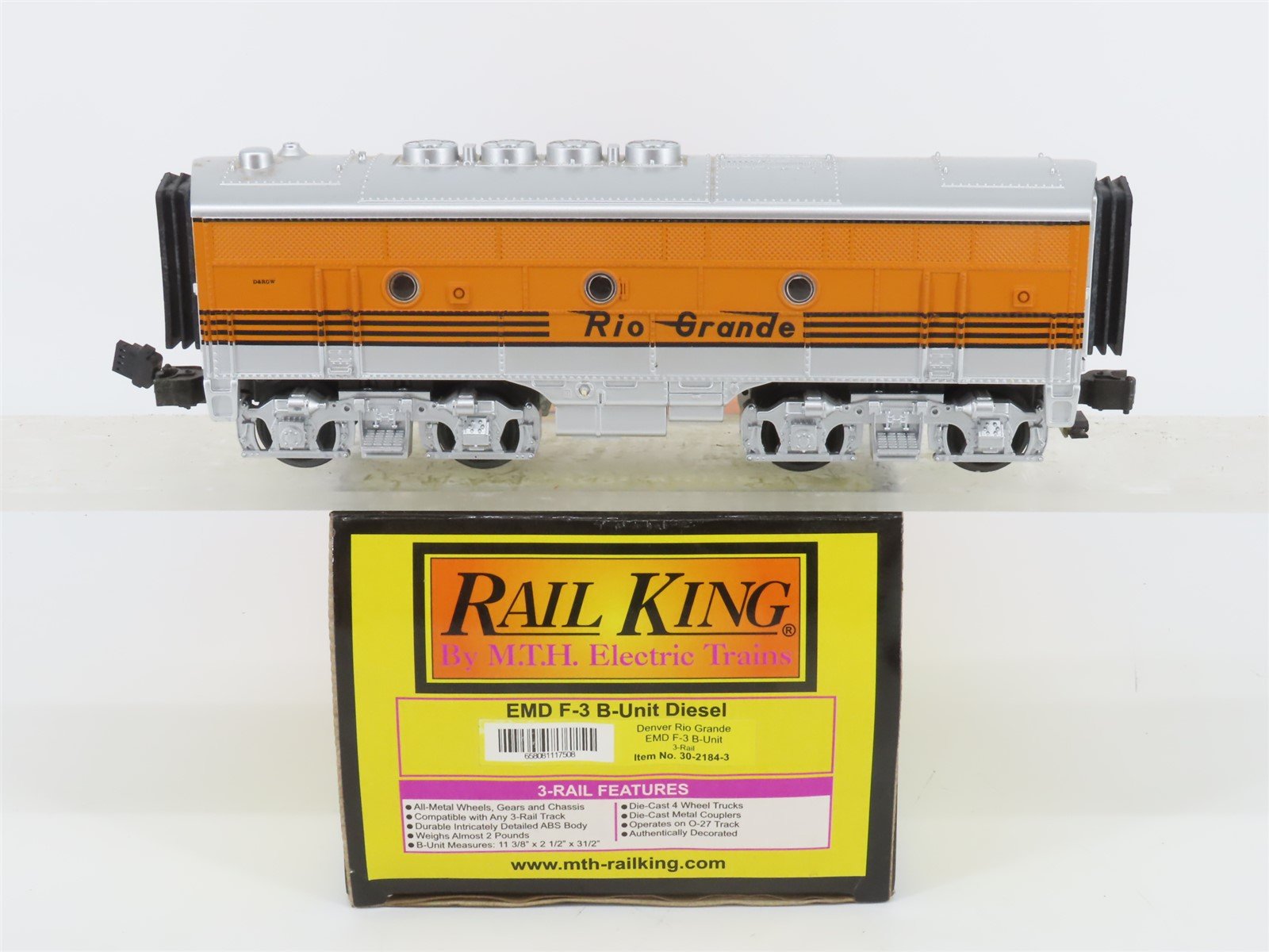 O Gauge 3-Rail MTH 30-2184-3 DRGW Rio Grande F3B Diesel Locomotive UNPOWERED