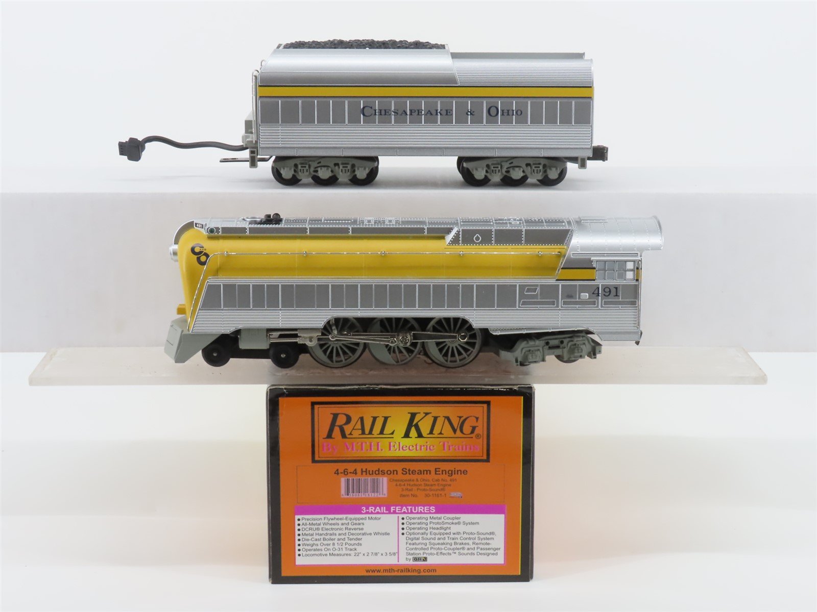 O Gauge 3-Rail MTH 30-1161-1 C&O Chesapeake & Ohio 4-6-4 Steam Loco #491 w/Sound