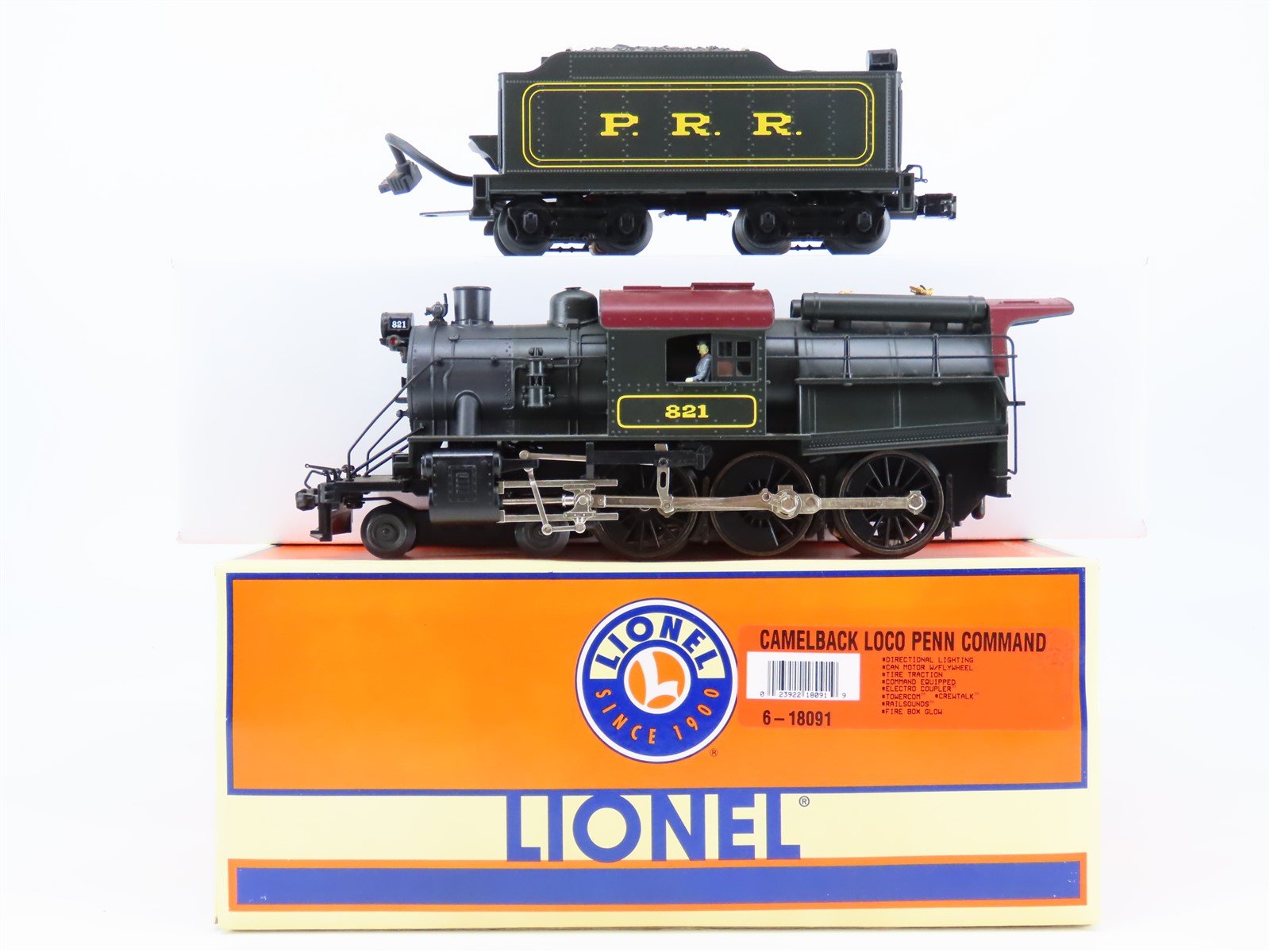 O Gauge 3-Rail Lionel 6-18091 PRR Pennsylvania 2-6-0 Camelback Steam #821 wTMCC
