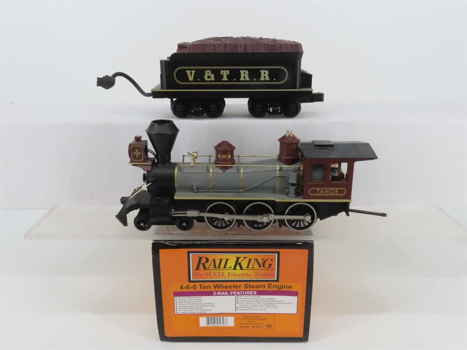 O Gauge 3-Rail MTH 30-1278-1 V&T Railway 4-6-0 Steam Loco #20 NEEDS BATTERY