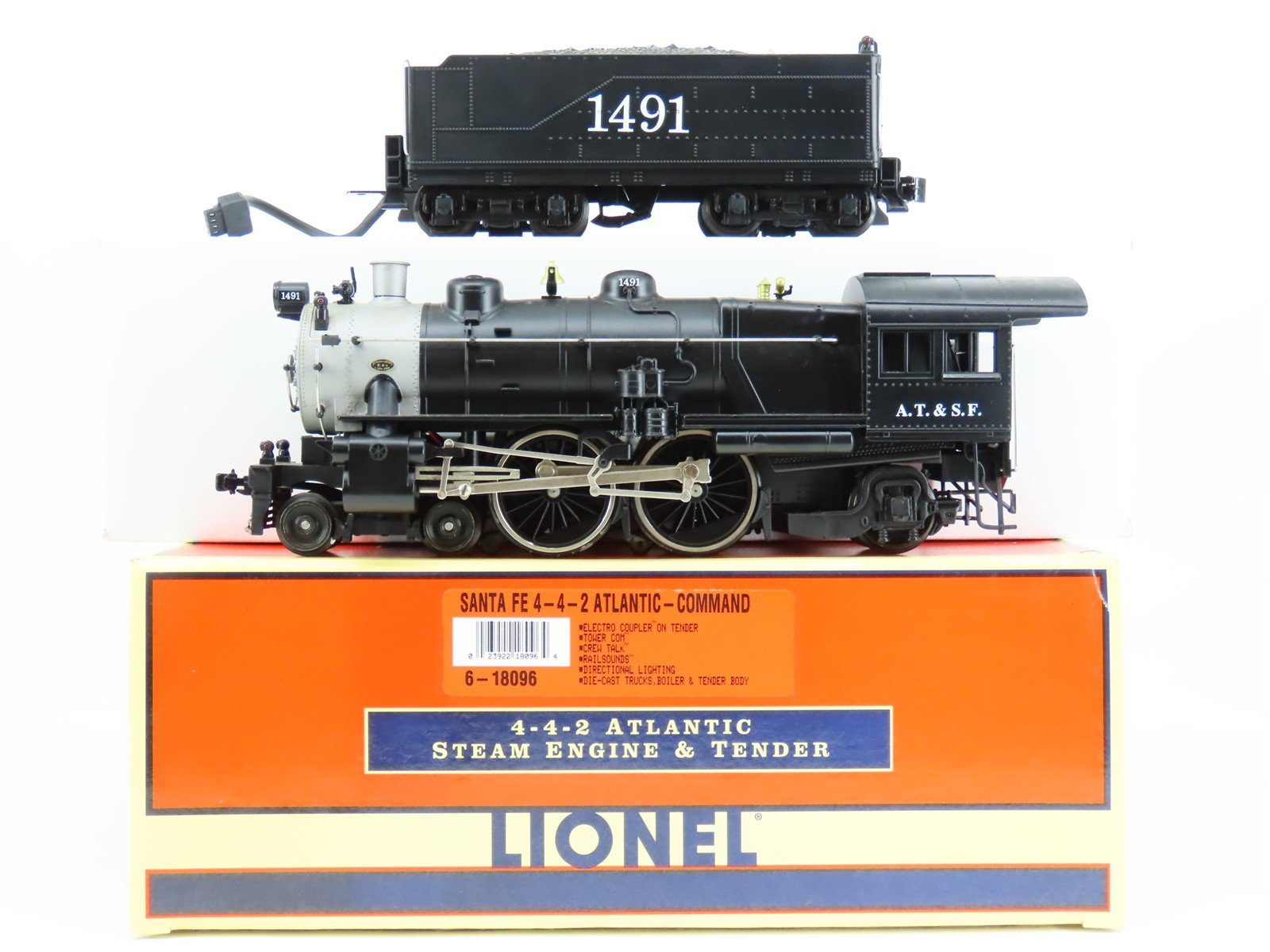 O Gauge 3-Rail Lionel 6-18096 ATSF Santa Fe 4-4-2 Atlantic Steam #1491 wTMCC