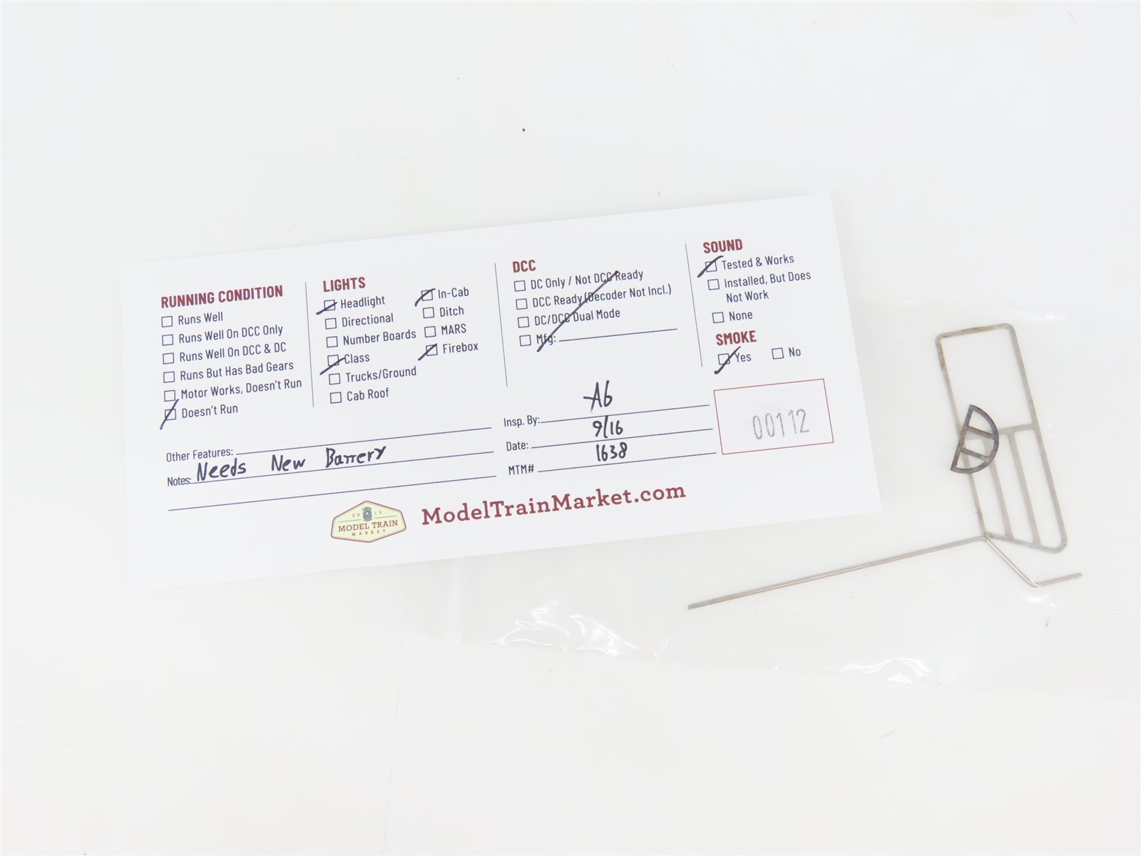 O Gauge 3-Rail MTH 20-3096-1 MILW Hiawatha 4-6-4 Steam #101 NEEDS BATTERY