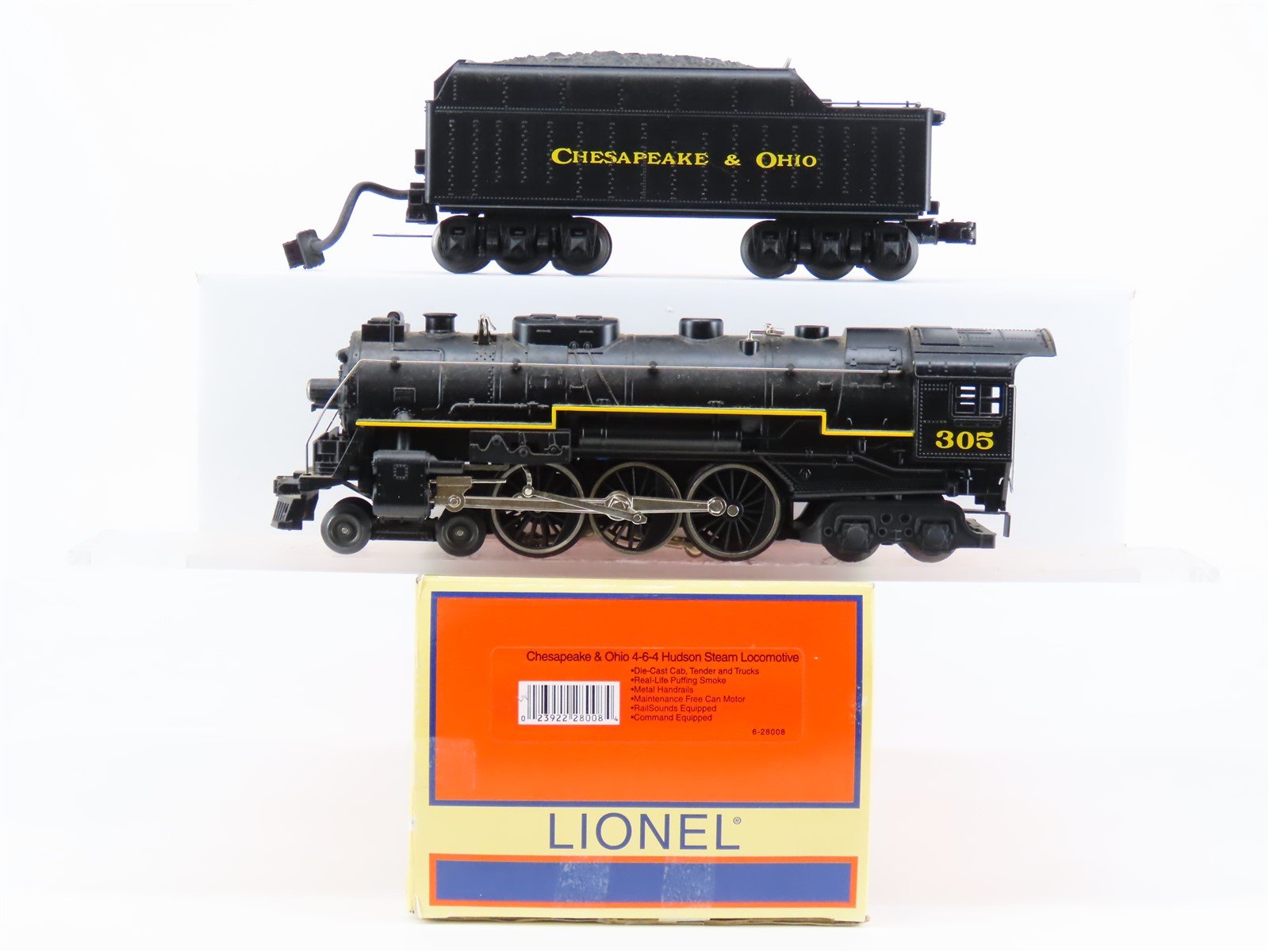 O Gauge 3-Rail Lionel 6-28008 C&O Chesapeake & Ohio 4-6-4 Steam Loco #305 w/TMCC