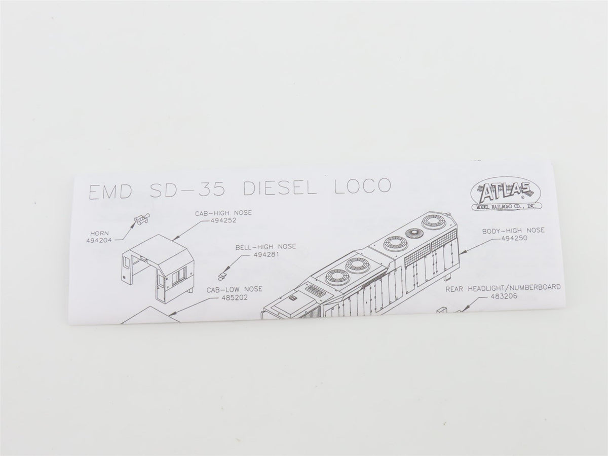 N Scale Atlas 49415 CR Conrail EMD SD35 Diesel Locomotive #6002 - DCC Ready