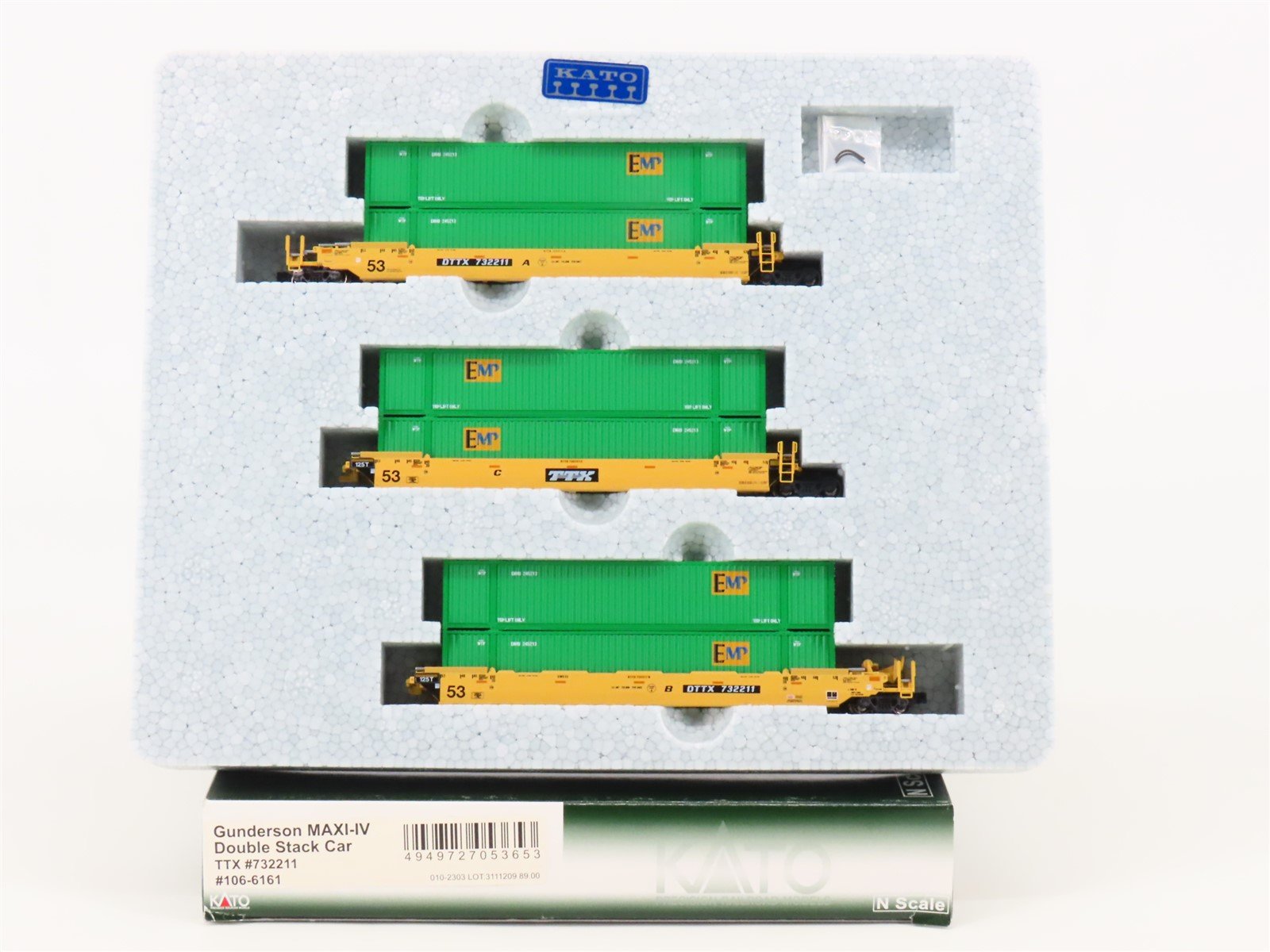 N Scale Kato 106-6161 TTX Gunderson MAXI-IV Double Stack Car #732211