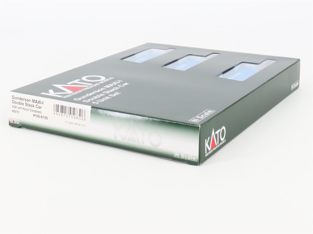 N Scale Kato 106-6155 Gunderson MAXI-I Double Stack Car W/Hanjin Containers