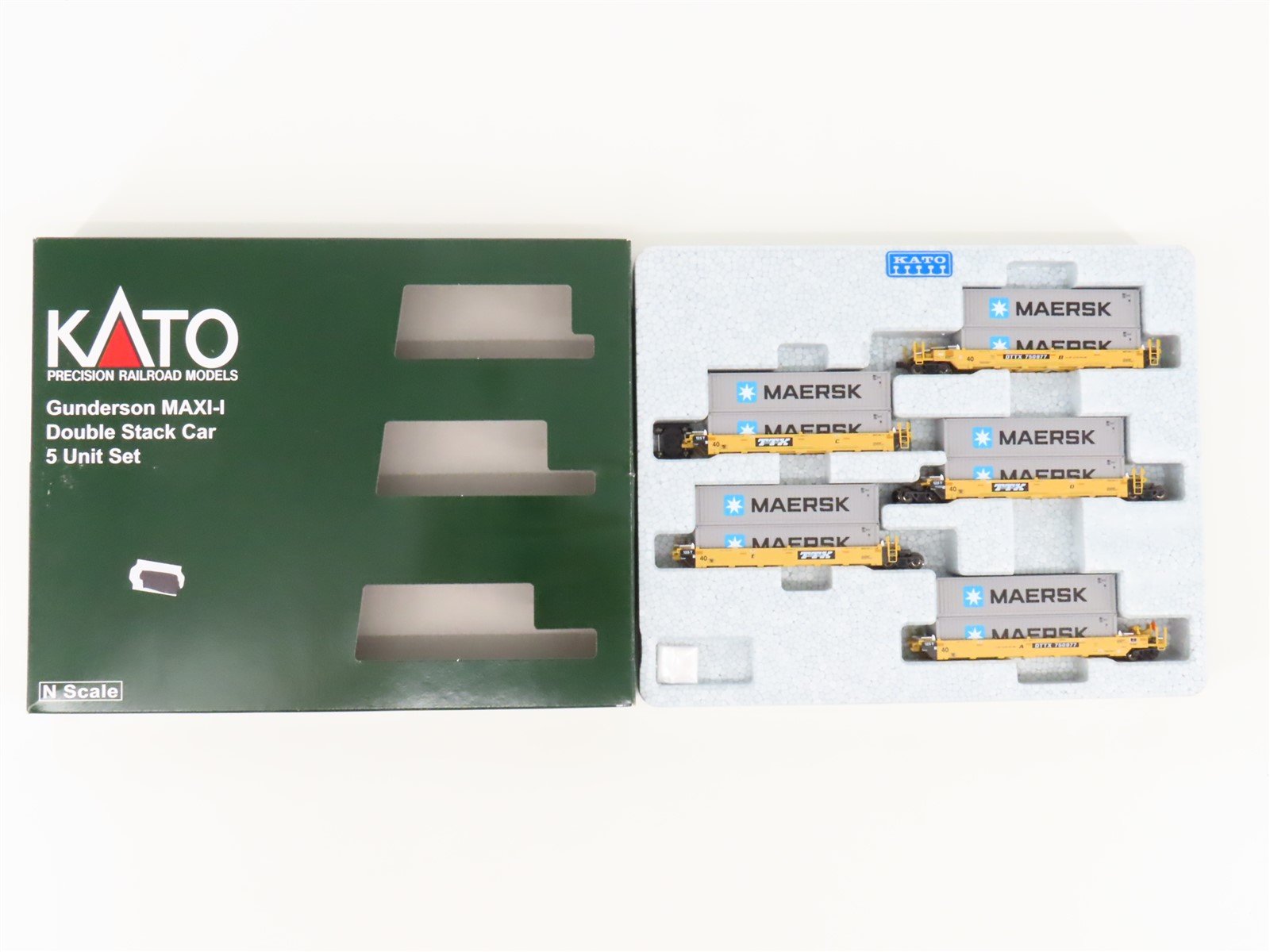 N Scale Kato 106-6143 TTX Gunderson MAXI-I Double Stack Car W/Maersk Containers