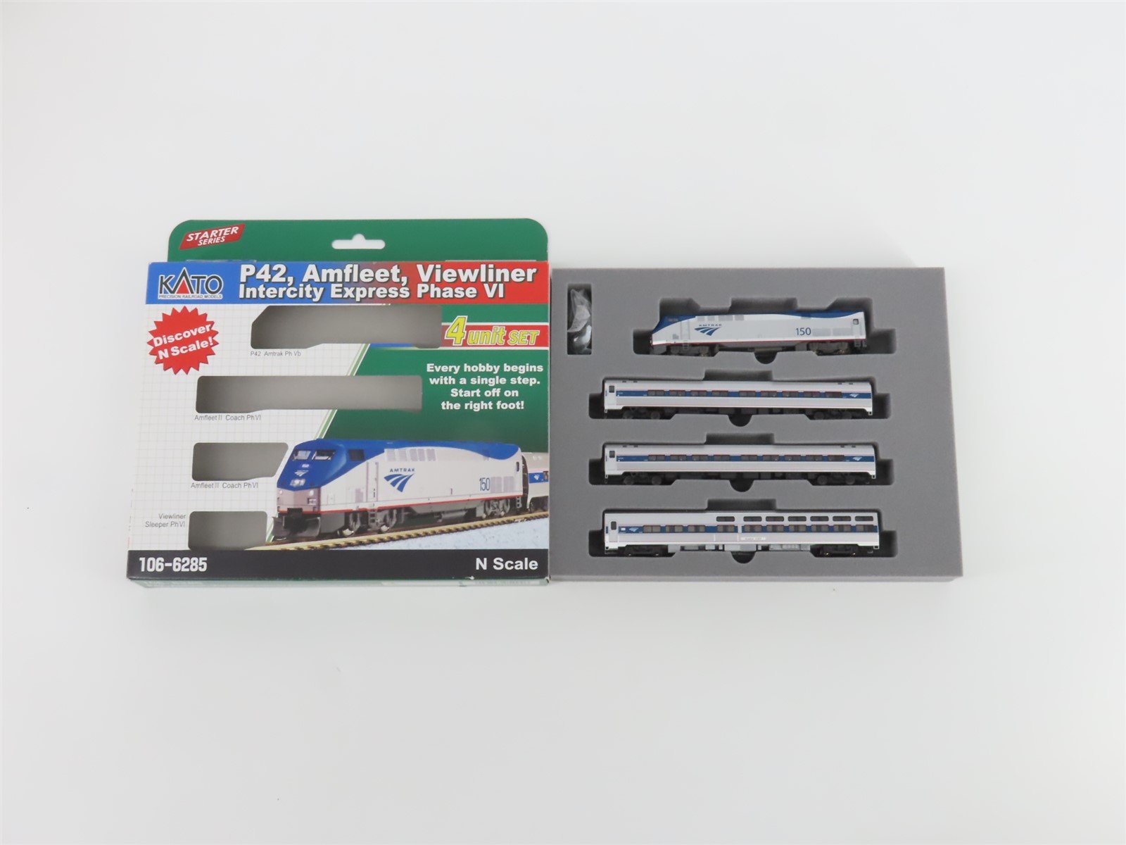 N KATO 106-6285 AMTK Amtrak Amfleet/Viewliner P42 Diesel Passenger Set w/ DCC