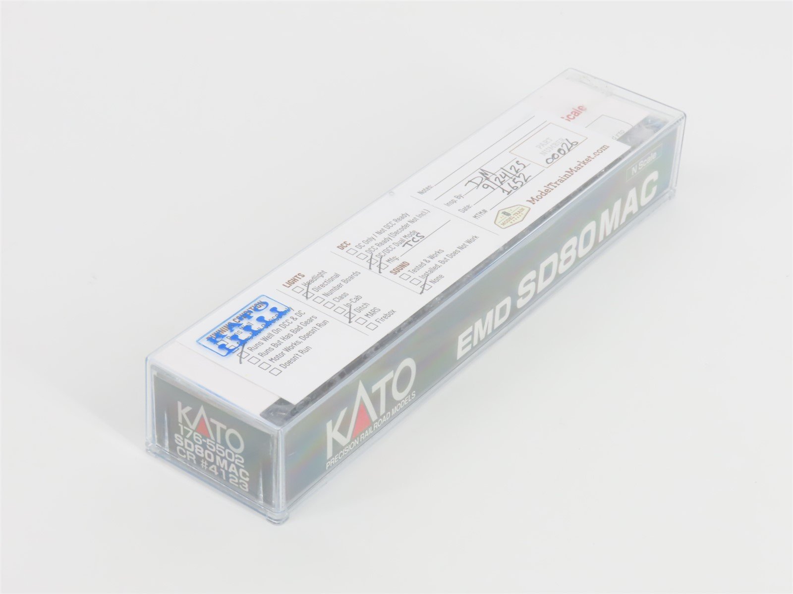 N Scale KATO 176-5502 CR Conrail Quality EMD SD80MAC Diesel #4123 w/ DCC