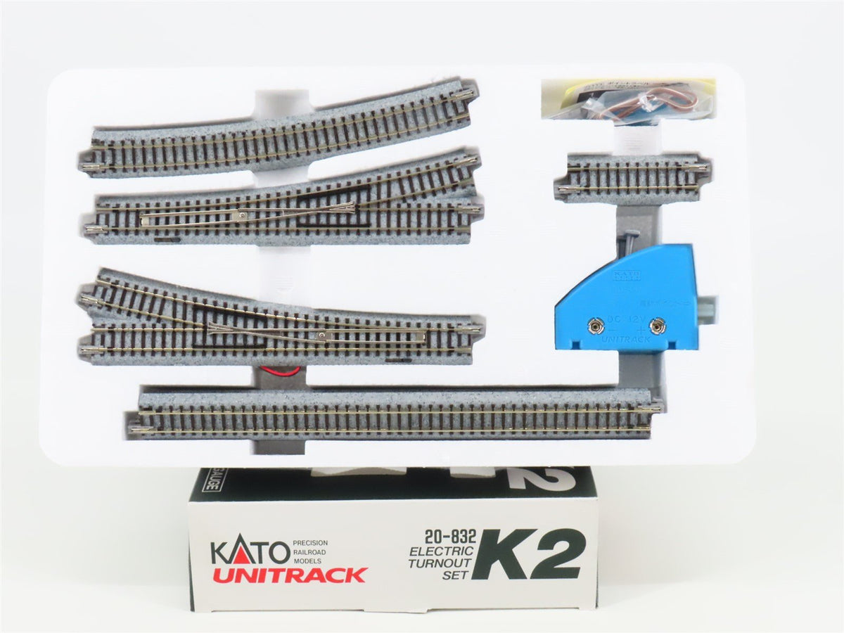 N Scale Kato Unitrack 20-832 K2 Electric Turnout Set