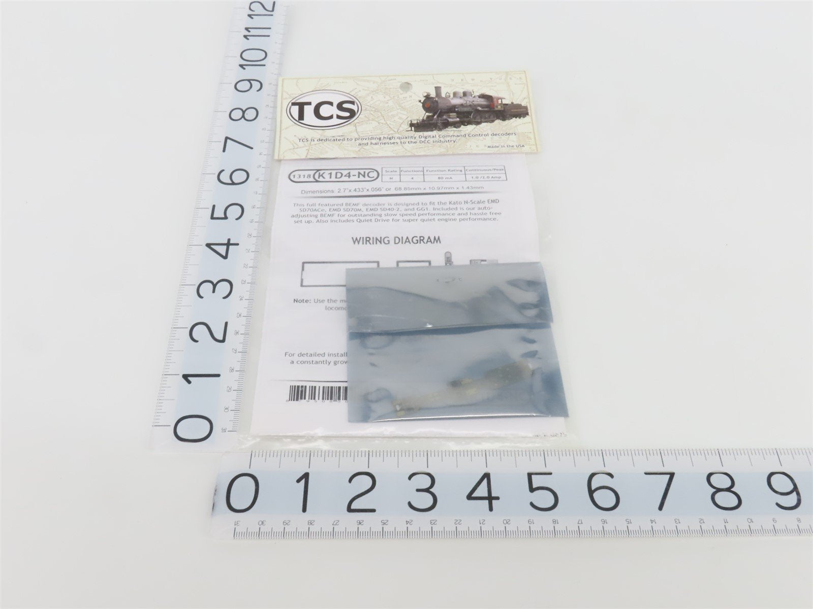 TCS 1318 K1D4-NC 4-Function Drop-in DCC Mobile Decoder for KATO N Scale