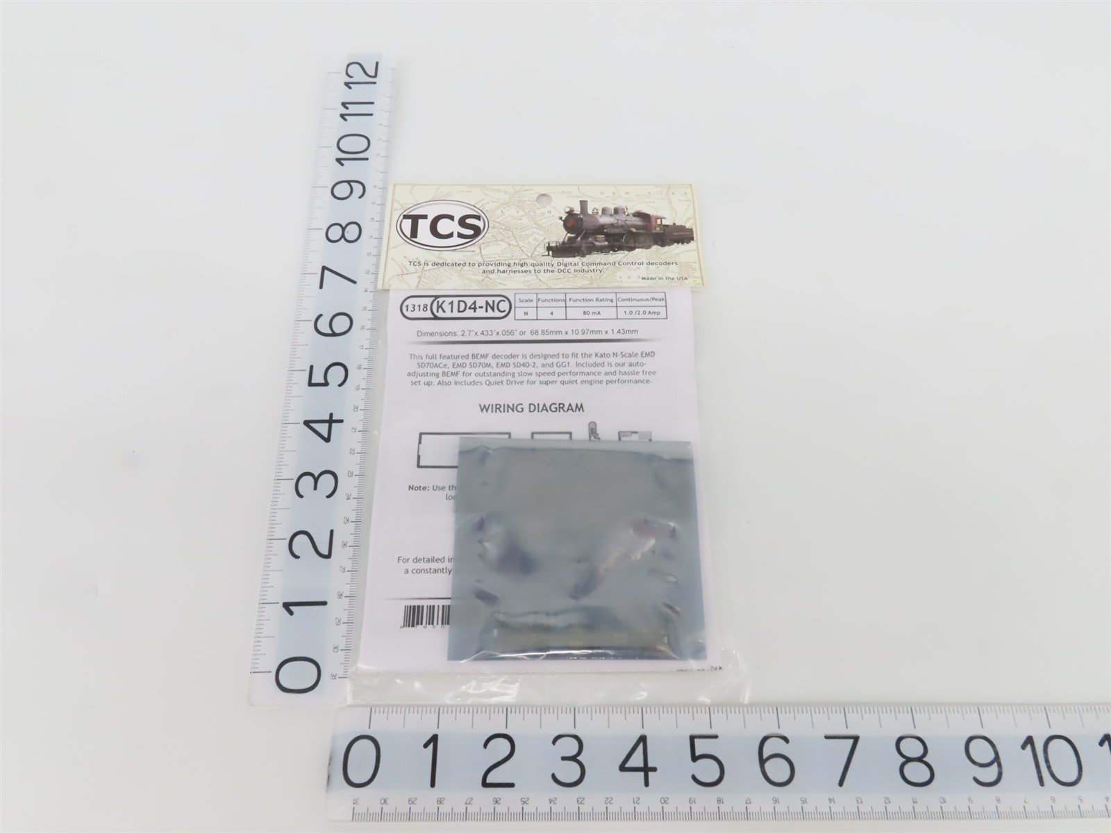 TCS 1318 K1D4-NC 4-Function Drop-in DCC Mobile Decoder for KATO N Scale