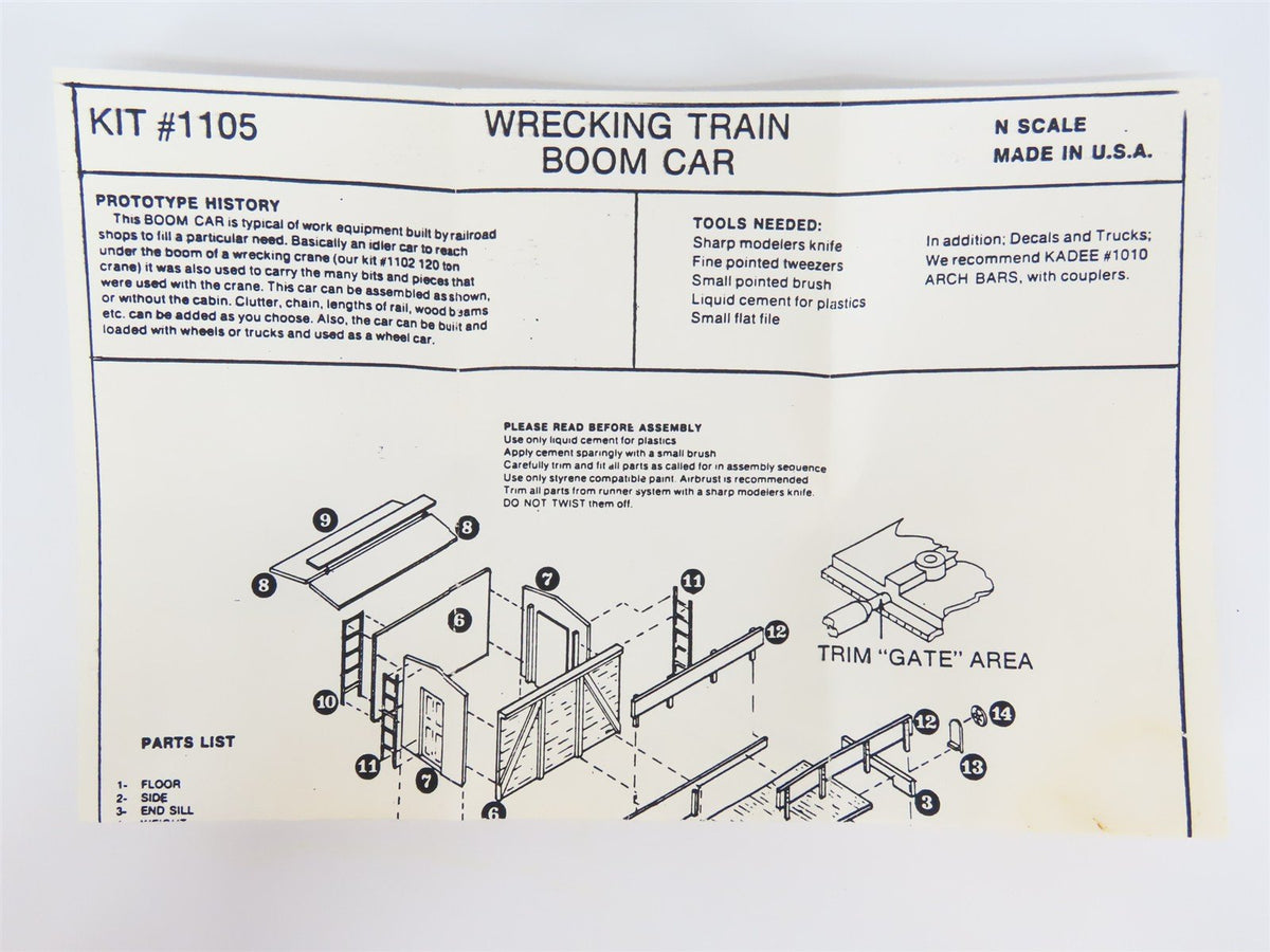 N Scale Dimi-Trains Kit No 1105 Wrecking Train Boom Car