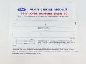 N Scale Alan Curtis Models Kit AC084 Two 89' Long Runner Triple 57 Flat Cars
