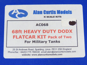 N Scale Alan Curtis Models Kit of Four AC068 68' DODX Heavy Duty Flat Cars