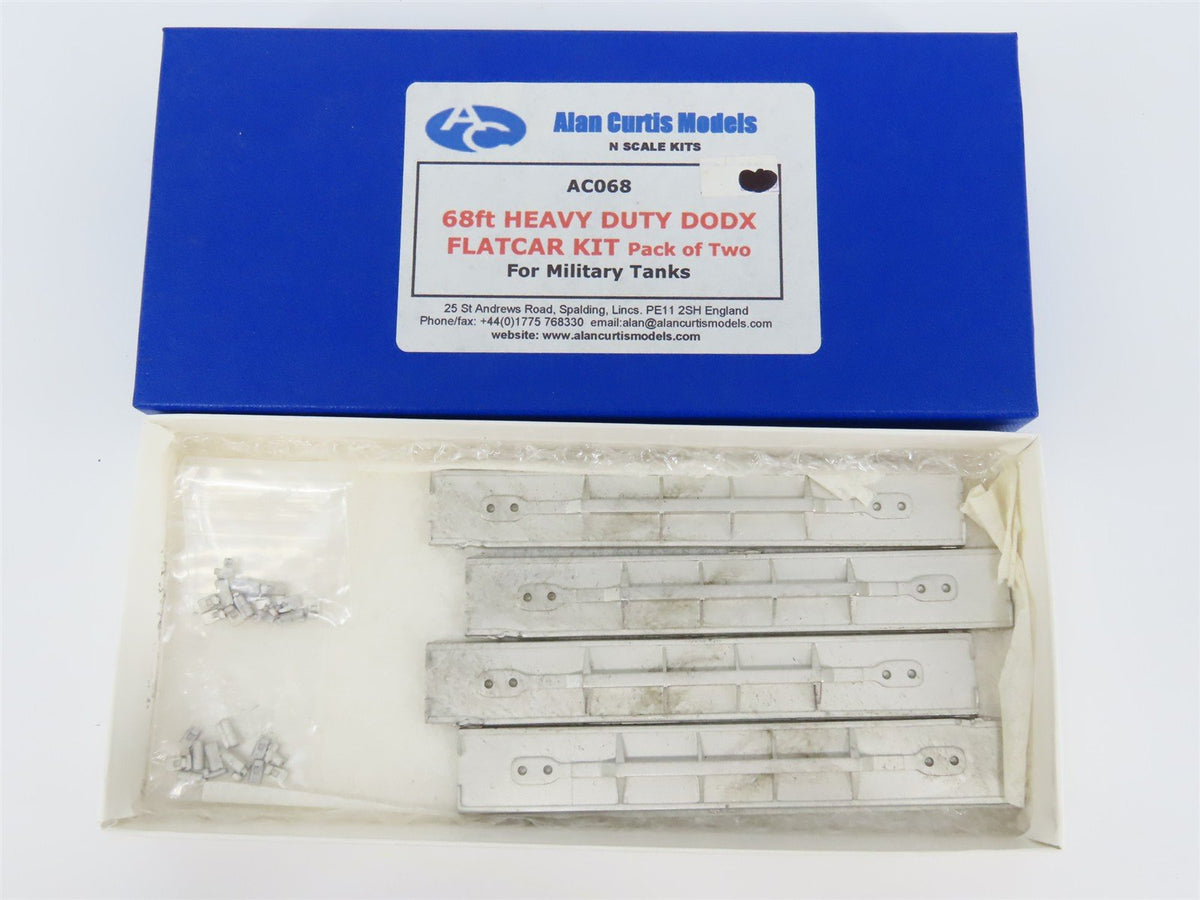 N Scale Alan Curtis Models Kit of Four AC068 68&#39; DODX Heavy Duty Flat Cars