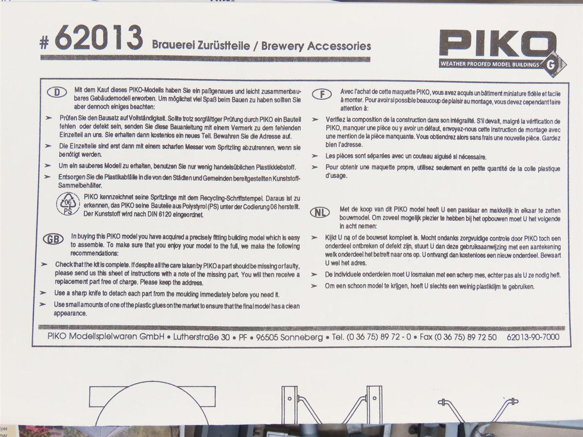 G 1/22.5 Scale Piko Kit No 62013 Brewery Equipment