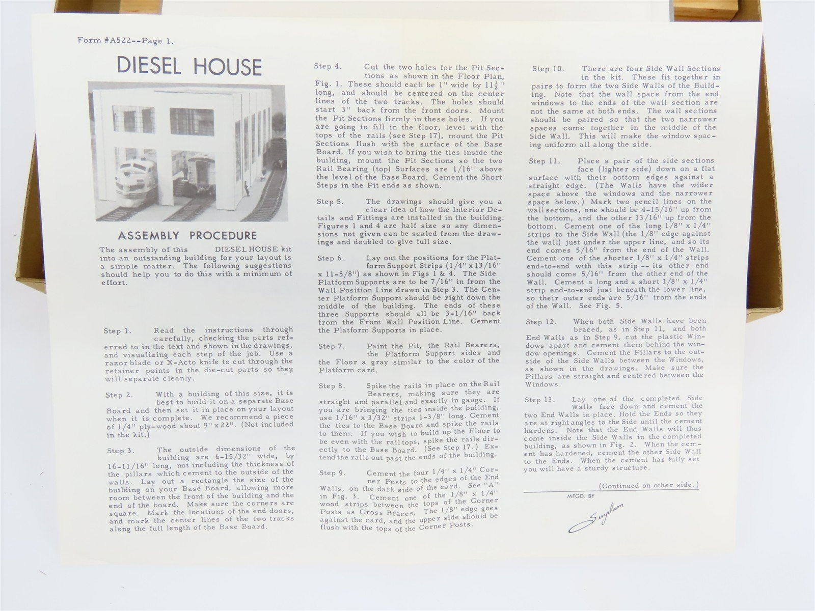HO 1/87 Scale Suydam Kit 522 Diesel House with Interior