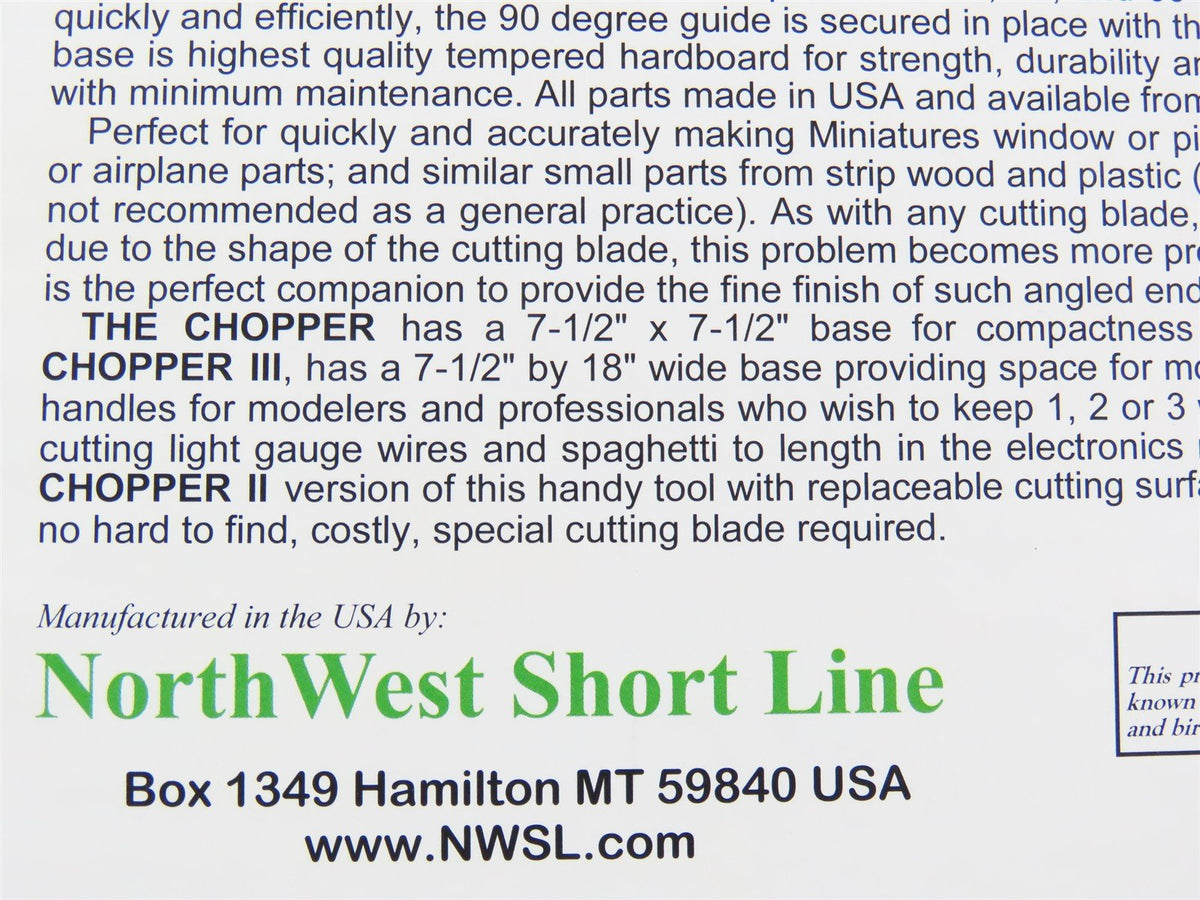 NWSL NorthWest Short Line Tool #49-4 Miniature Wood &amp; Styrene Length Cutter
