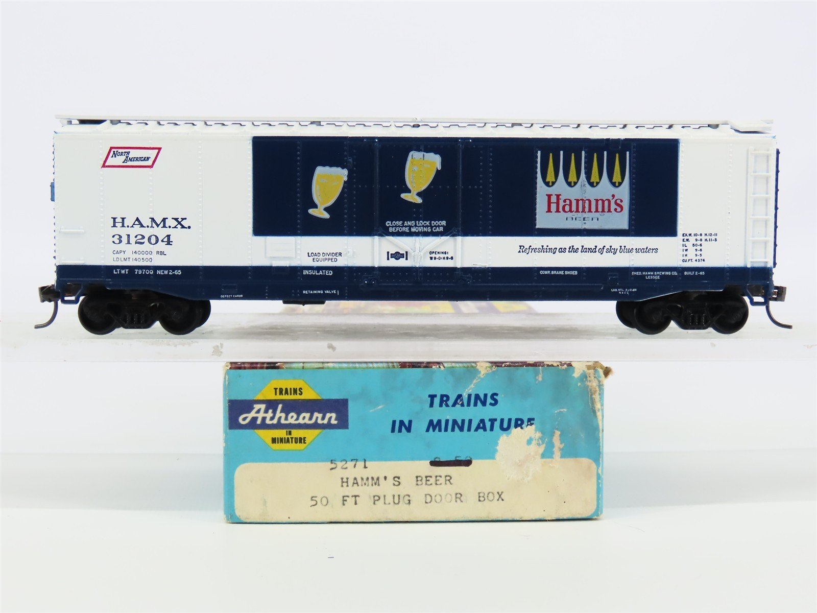 HO Scale Athearn 5271 HAMX Hamm's Beer 50' Plug Door Box Car #31204