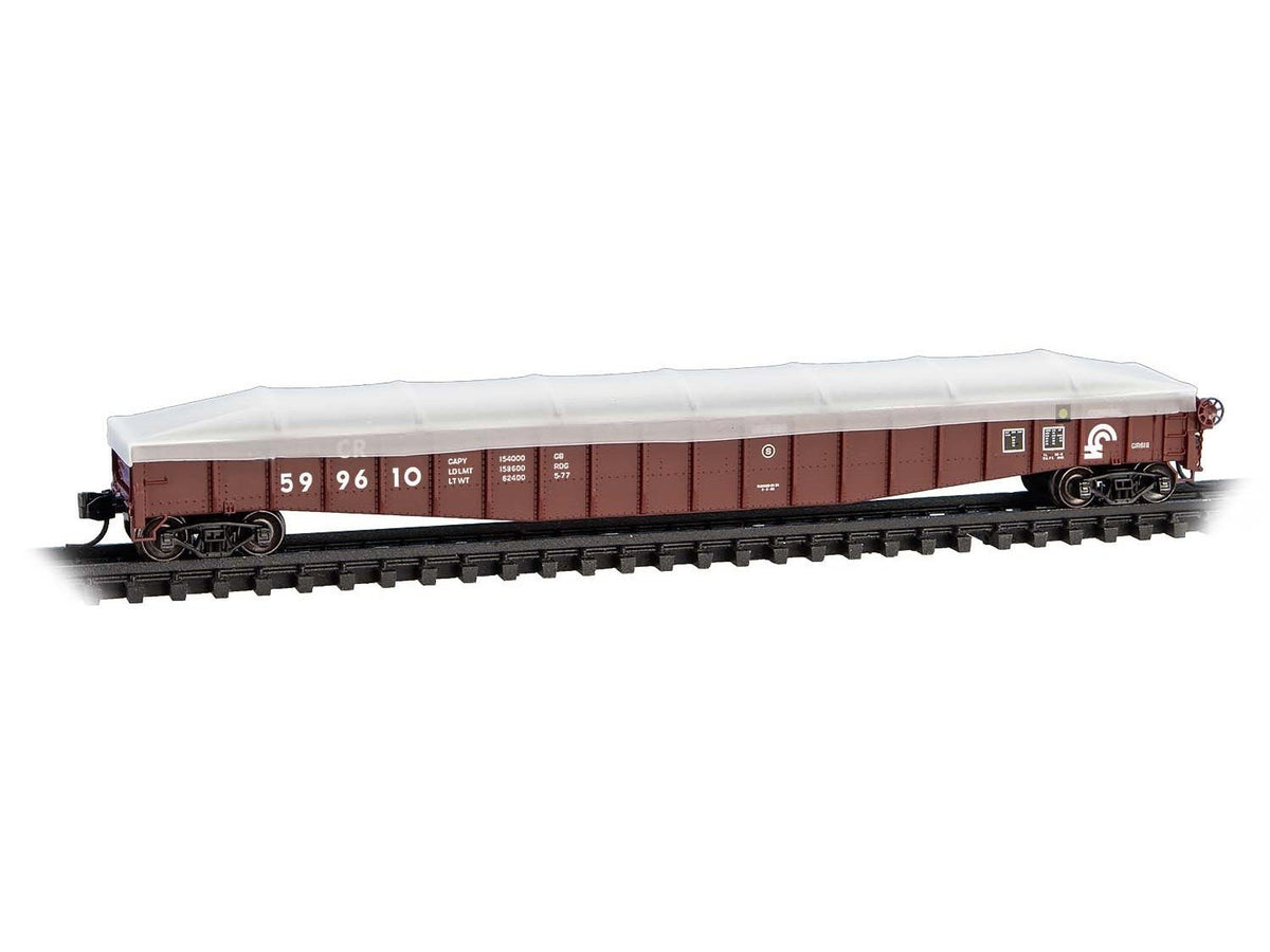 N Micro-Trains MTL 10700141 CR Conrail 65&#39; Mill Gondola #599610 w/ Tarp Load
