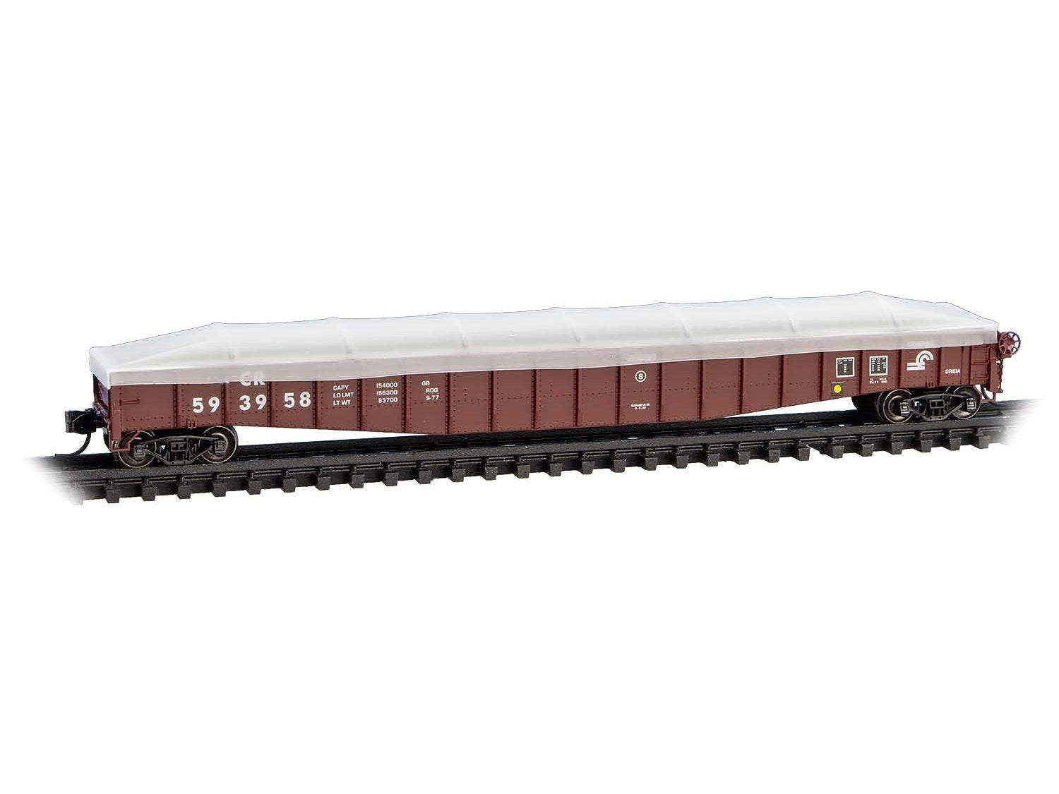 N Micro-Trains MTL 10700140 CR Conrail 65' Mill Gondola #593958 w/ Tarp Load