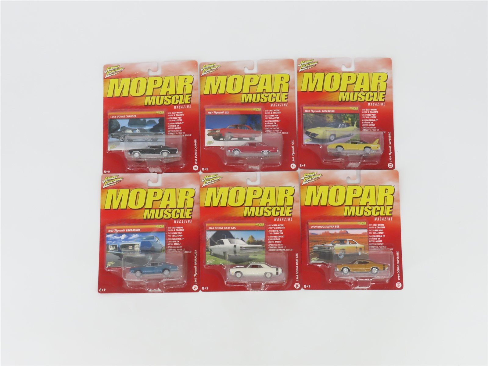 LOT of 6 1:64 Scale Johnny Lightning Die-Cast Mopar Muscle Assorted Vehicles