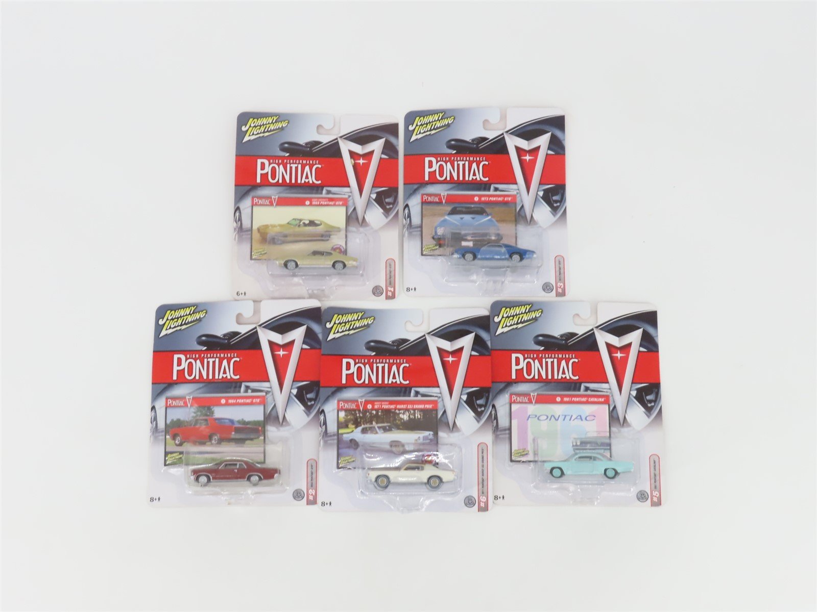 LOT of 5 1:64 Scale Johnny Lightning Die-Cast Pontiac Assorted Cars