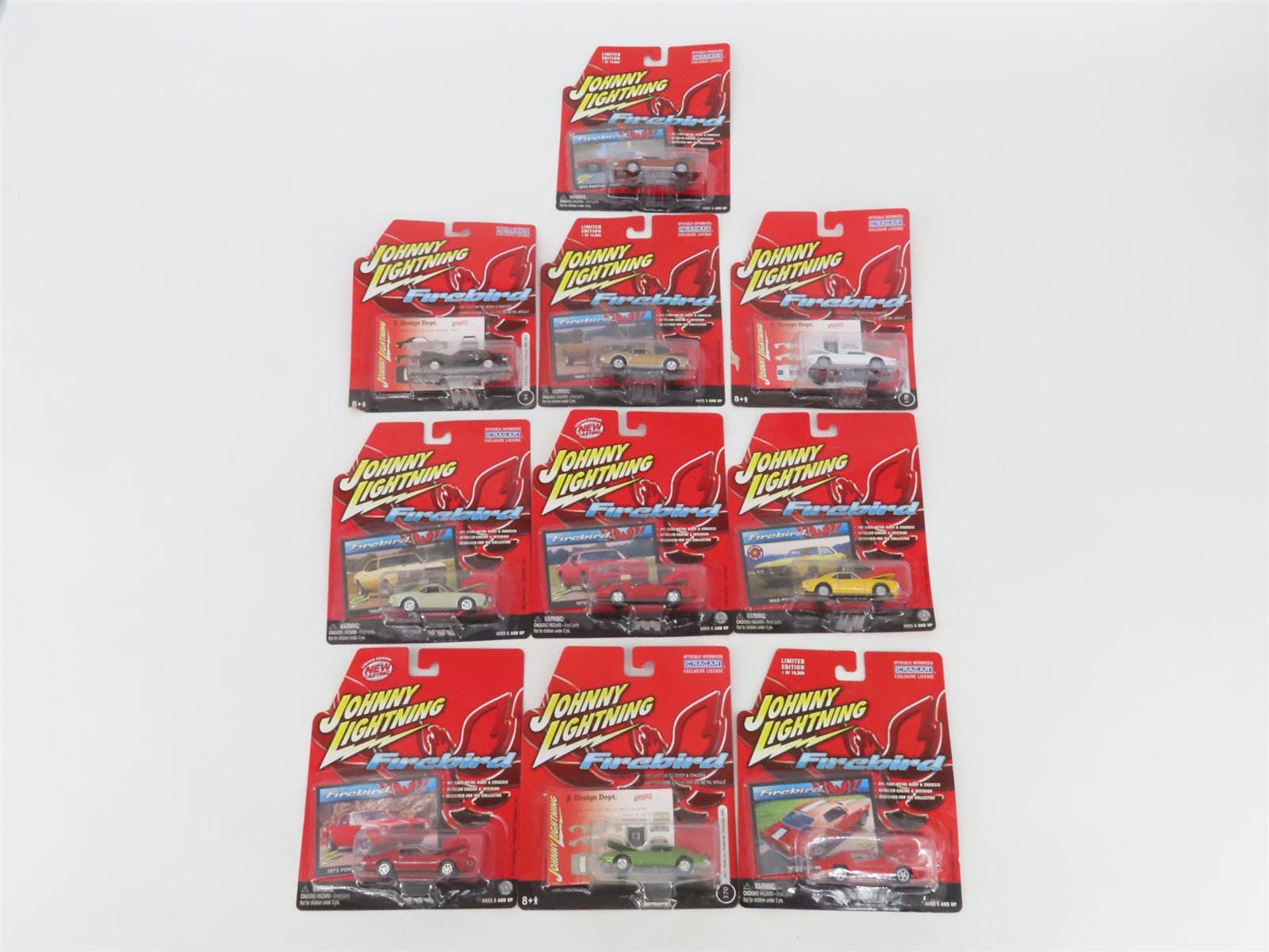 LOT of 10 1:64 Scale Johnny Lightning Die-Cast Firebird Assorted Cars
