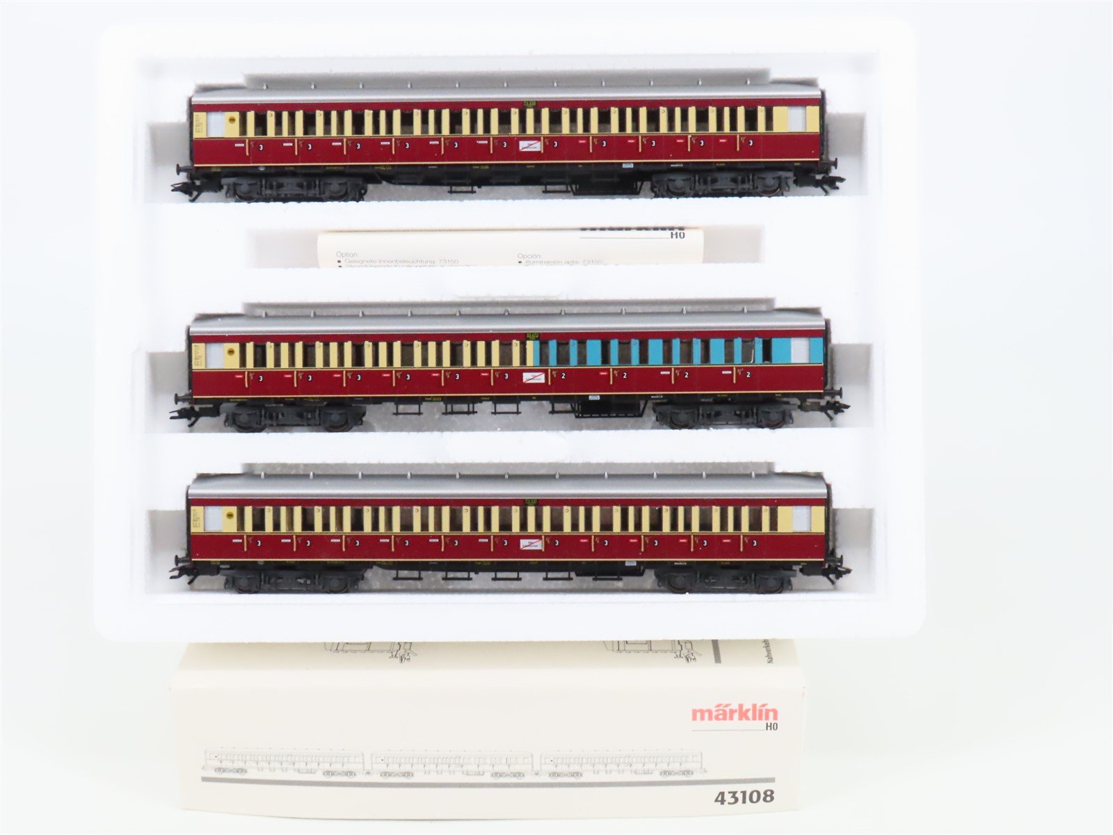 HO Scale Marklin 43108 DRG German "Ruhr Express Service" Commuter Car Set