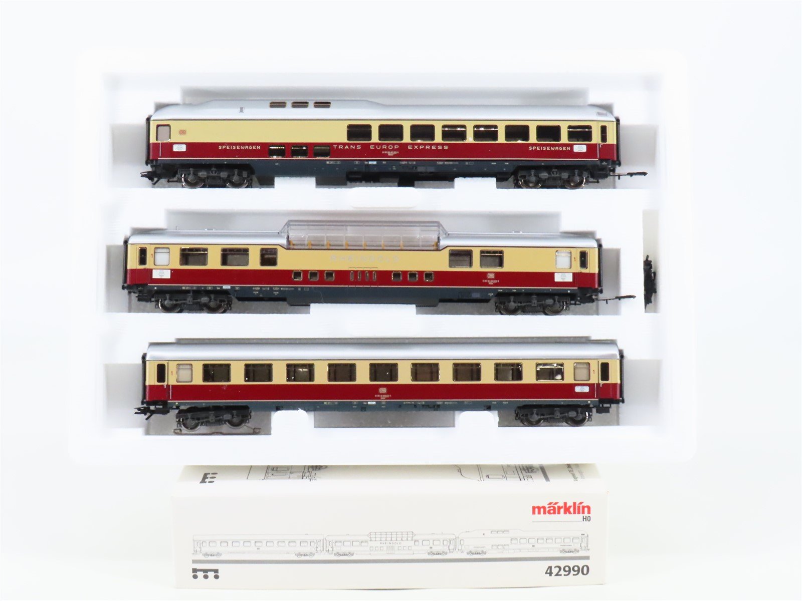 HO Scale Marklin 42990 DB Trans European Express "Rheingold" 3-Car Passenger Set