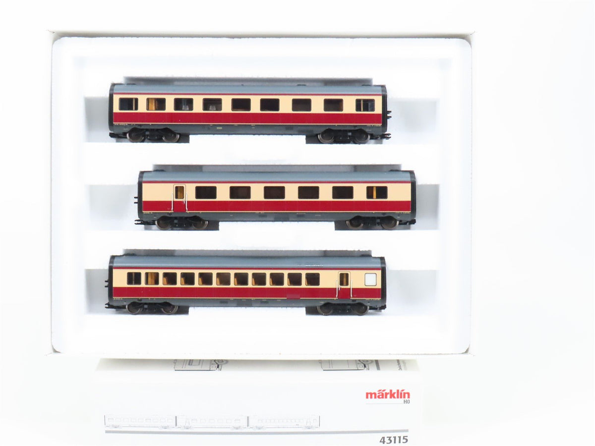 HO Scale Marklin 43115 DB German Federal Railroad Era III 3-Car Passenger Set