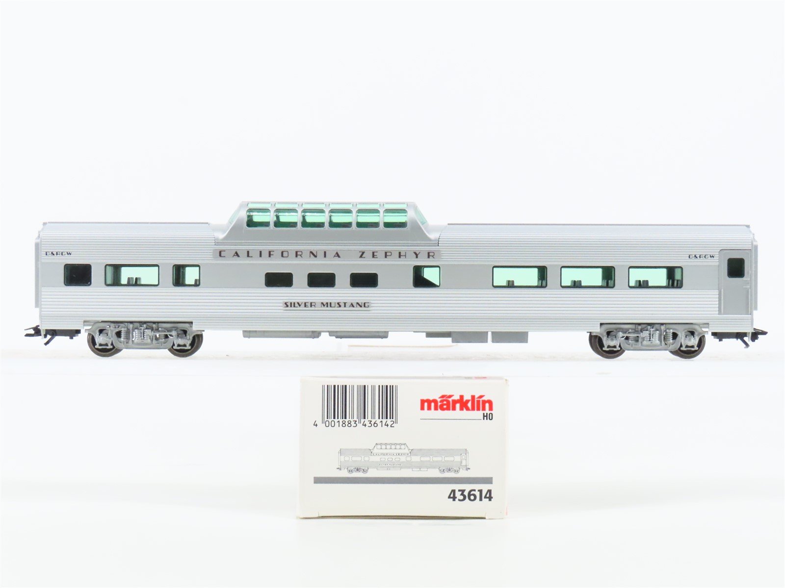 HO Marklin 43614 D&RGW California Zephyr Vista Dome Passenger "Silver Mustang"