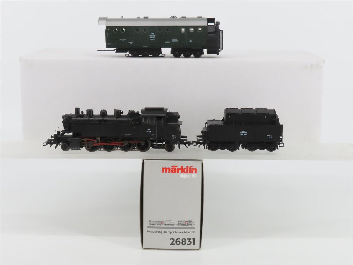 HO 3-Rail AC Marklin Digital 26831 OBB 2-8-2T Steam &amp; Snow Plow Set w/ Sound