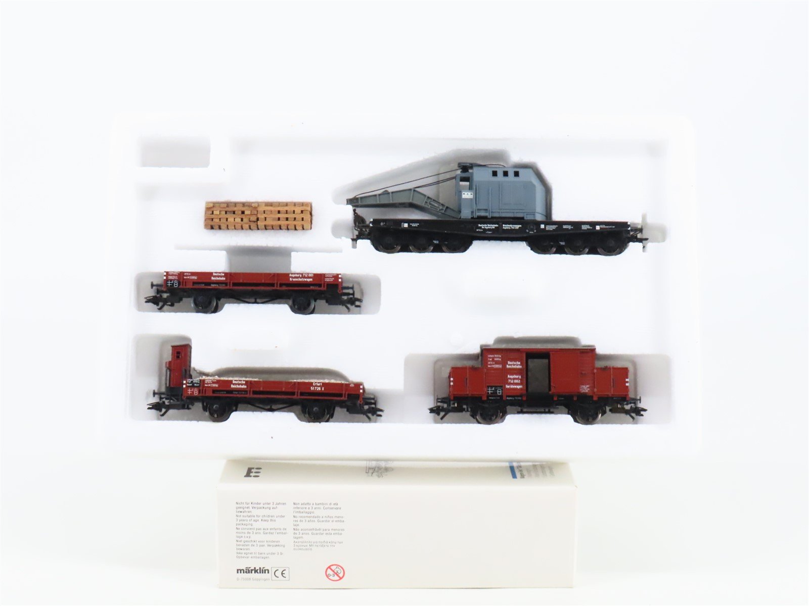 HO Scale Marklin 47893 German "Track Laying Train" MOW 4-Car Freight Set