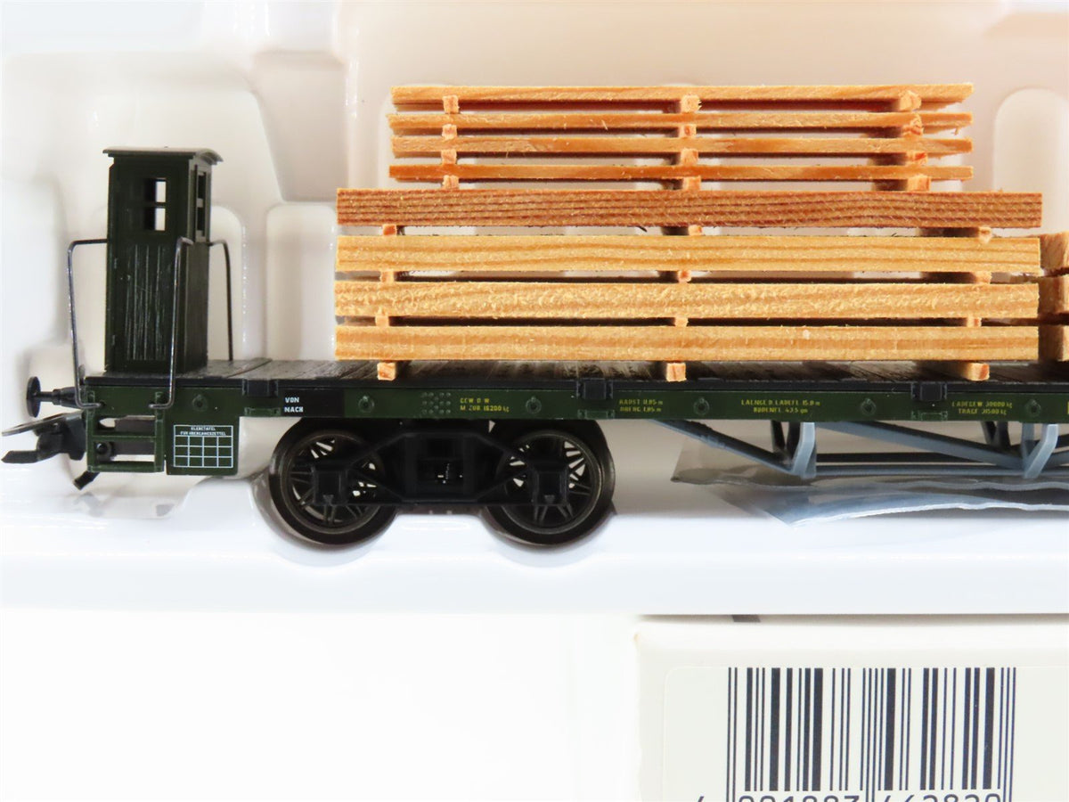 HO Marklin 46282 K.Bay.Sts.B Royal Bavarian Flat Car w/ Brakeman&#39;s Cab &amp; Load