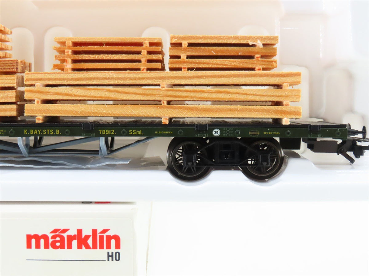 HO Marklin 46282 K.Bay.Sts.B Royal Bavarian Flat Car w/ Brakeman&#39;s Cab &amp; Load