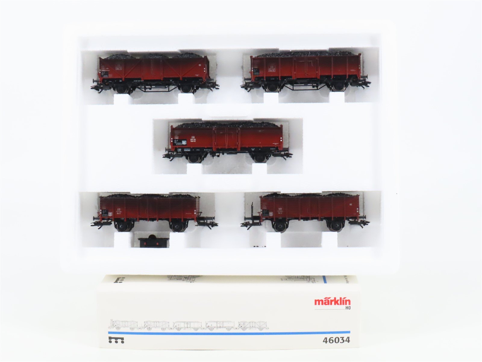 HO Scale Marklin 46034 DB German Federal 5-Car Coal Transport Set - Weathered