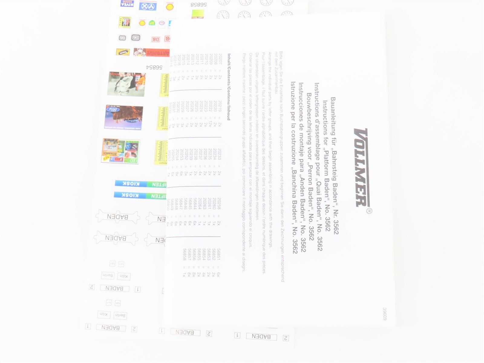 HO 1/87 Scale Vollmer Kit 3562 Baden Station Platform