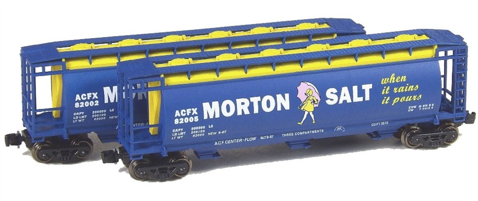 Z Scale FULL THROTTLE FT1069 ACFX Morton Salt 3-Bay Cylindrical Hoppers Set #1