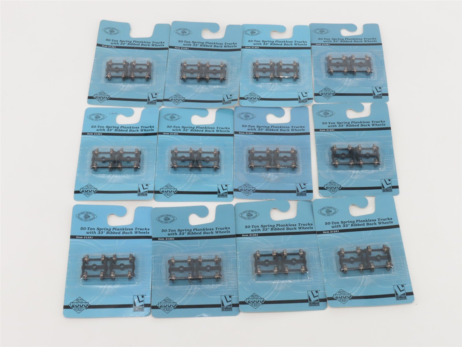 LOT of 12 HO Life-Like Proto 2000 21251 50-Ton Trucks w/ 33" Metal Wheel Pairs