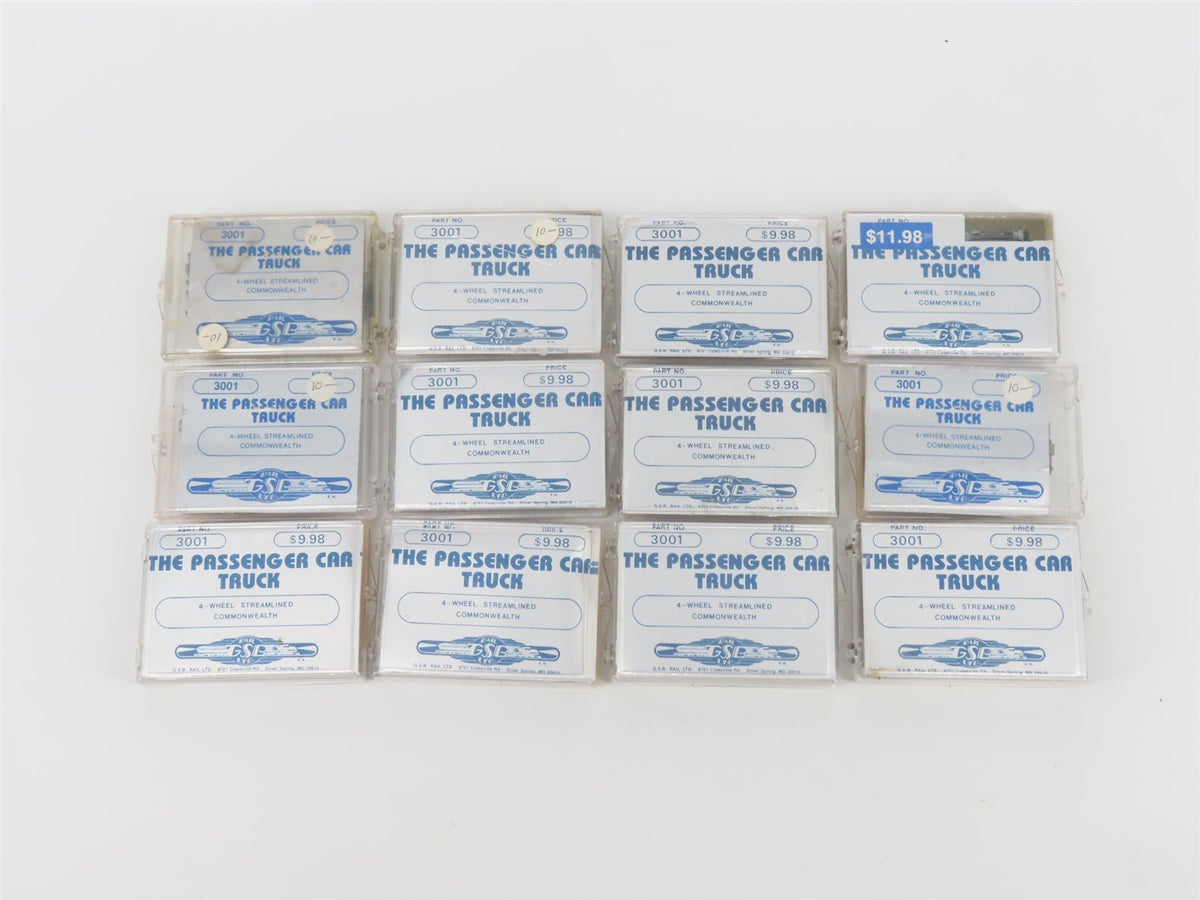 LOT of 12 HO Scale GSB Rail 3001 Passenger Car Trucks
