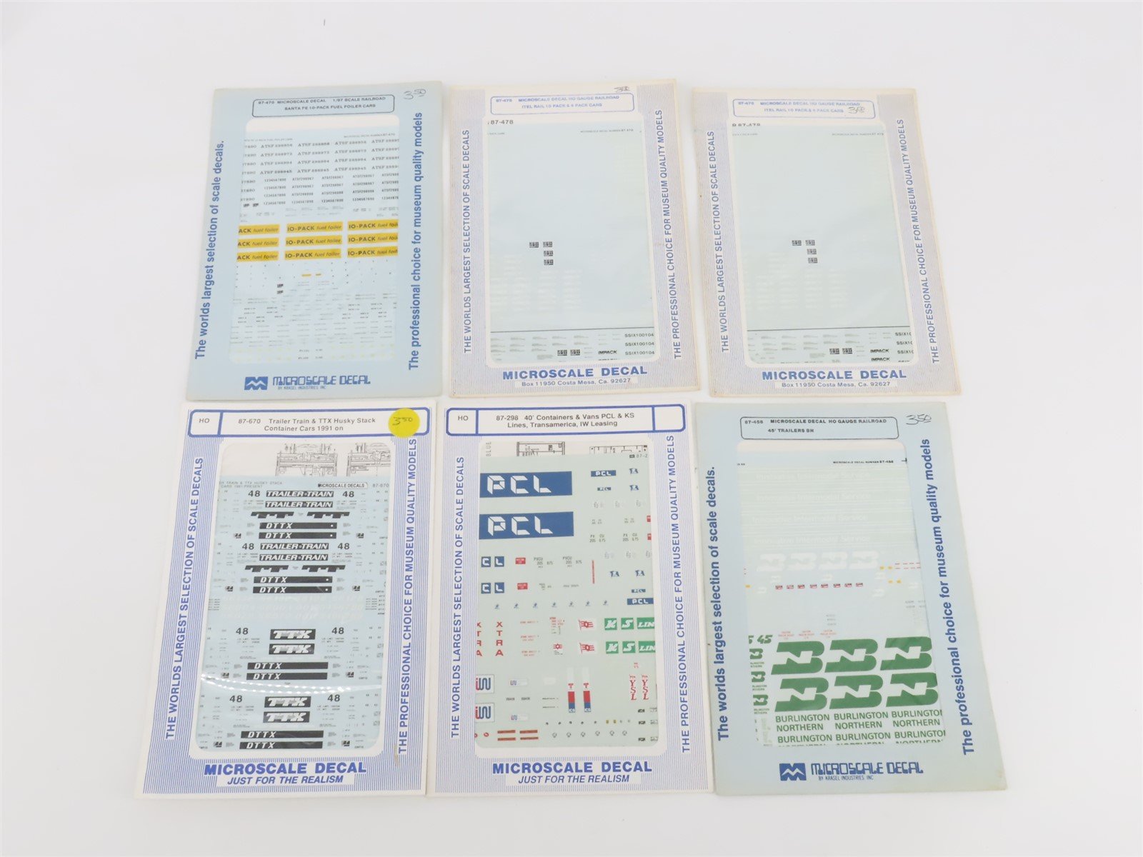 LOT of 29 HO Scale Microscale Trailer Train Container & Trailer Decals